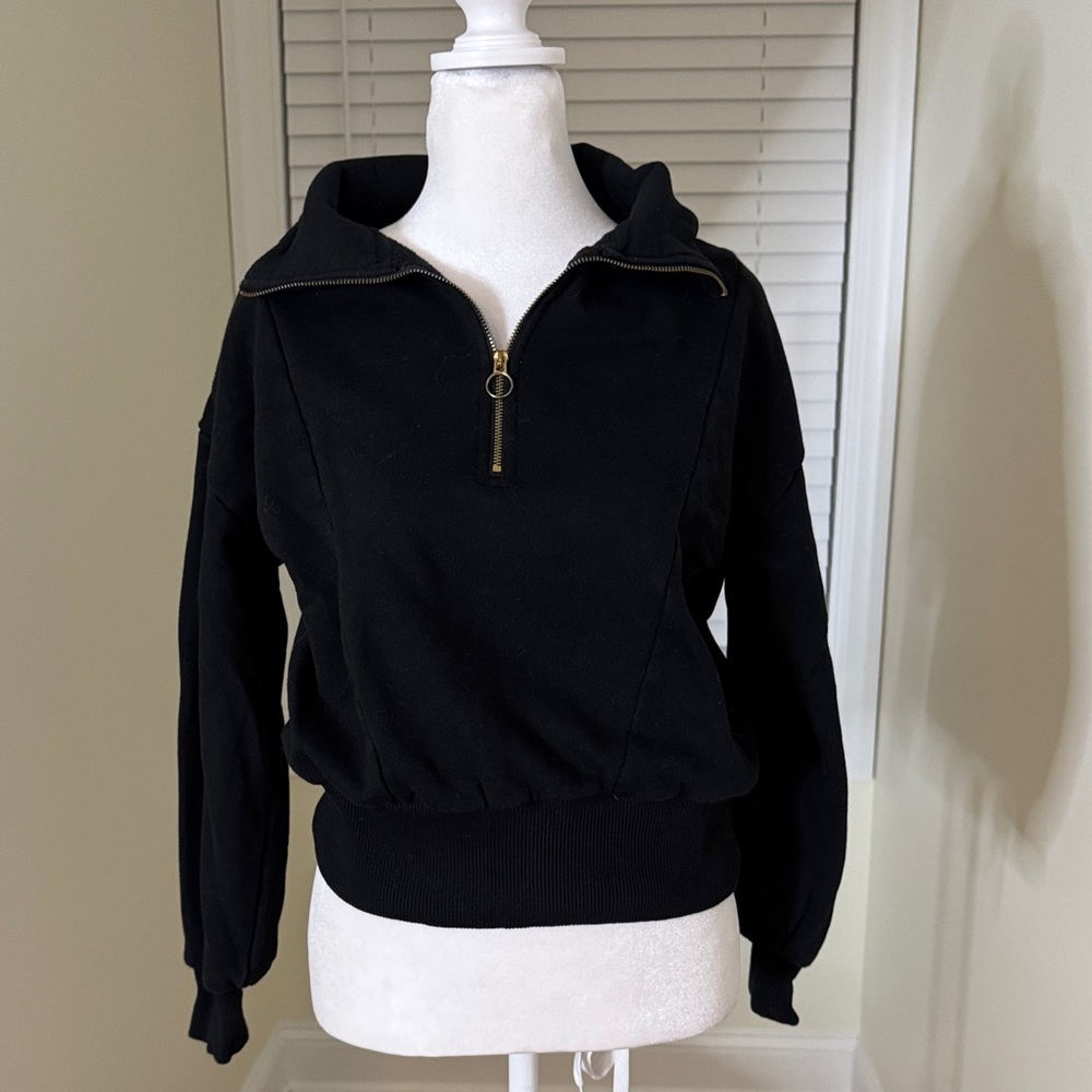 Black Women's Zip-Up Sweatshirt